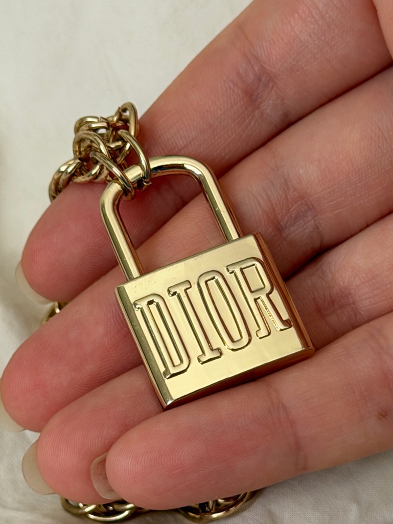 Dior Gold-Tone Padlock Logo Necklace 175$
